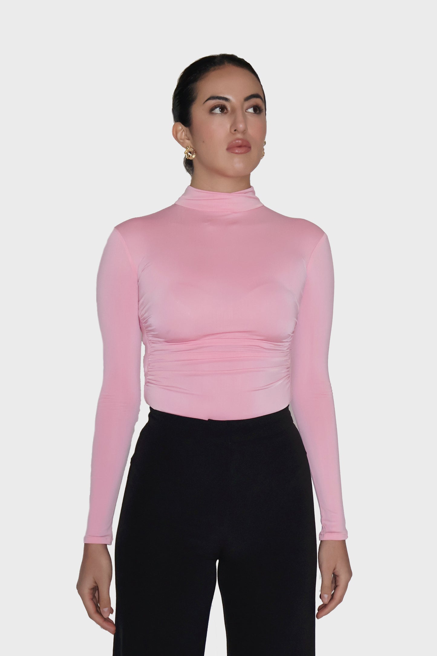 Pink Turtleneck Bodysuit - Birch Bodysuit (Flamingo)