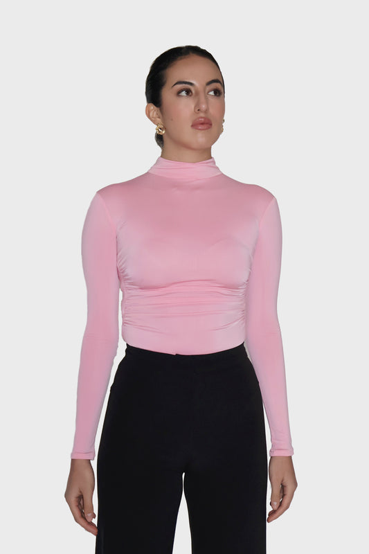 Pink Turtleneck Bodysuit - Birch Bodysuit (Flamingo)