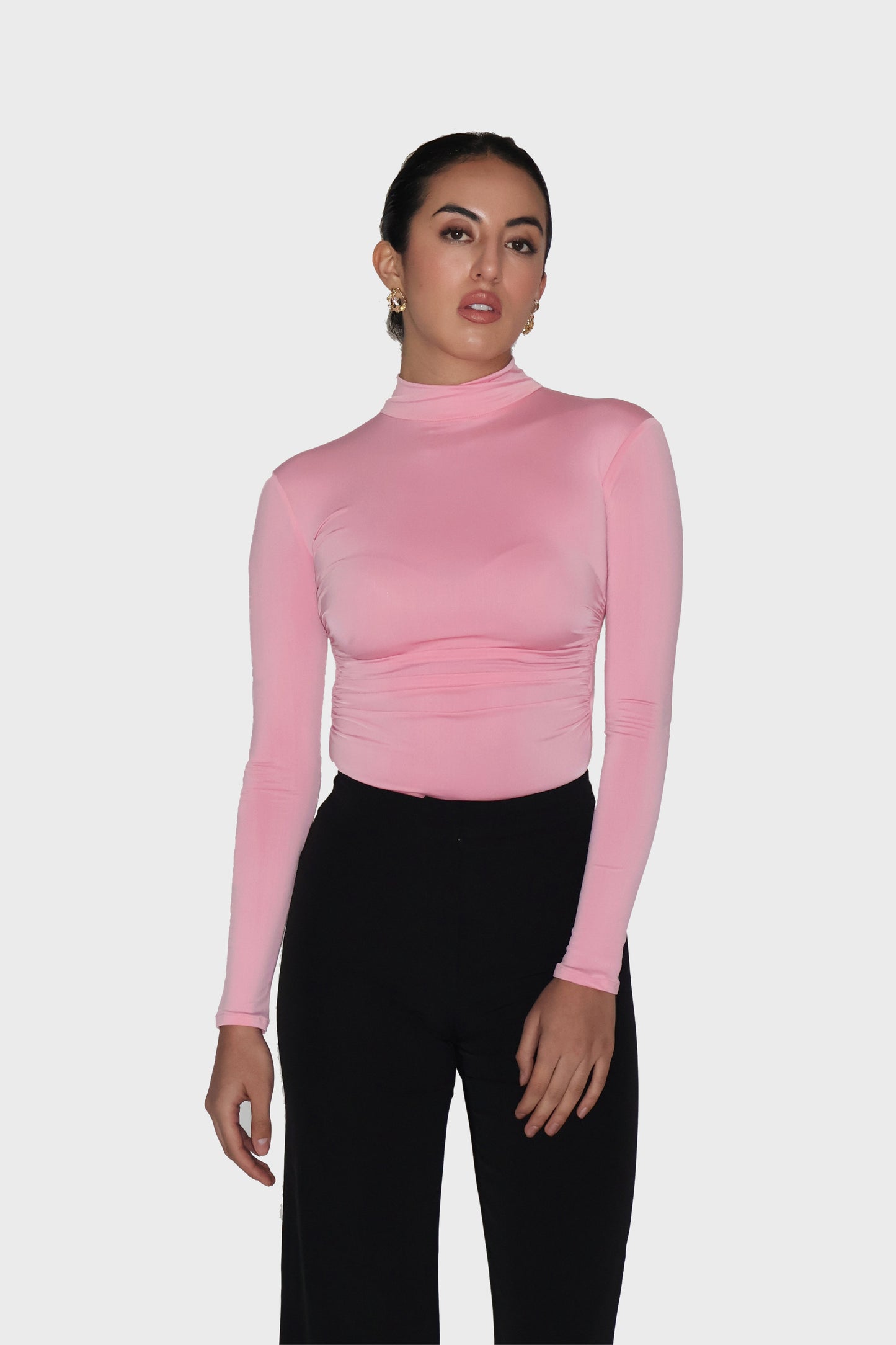 Pink Turtleneck Bodysuit - Birch Bodysuit (Flamingo)