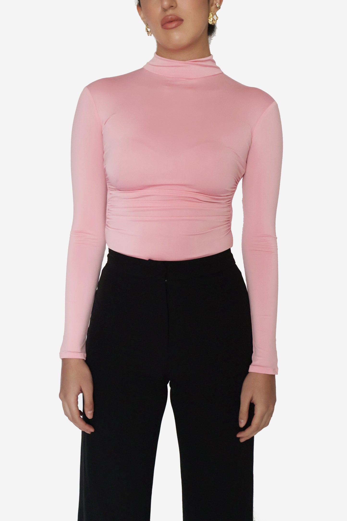 Pink Turtleneck Bodysuit - Birch Bodysuit (Flamingo)