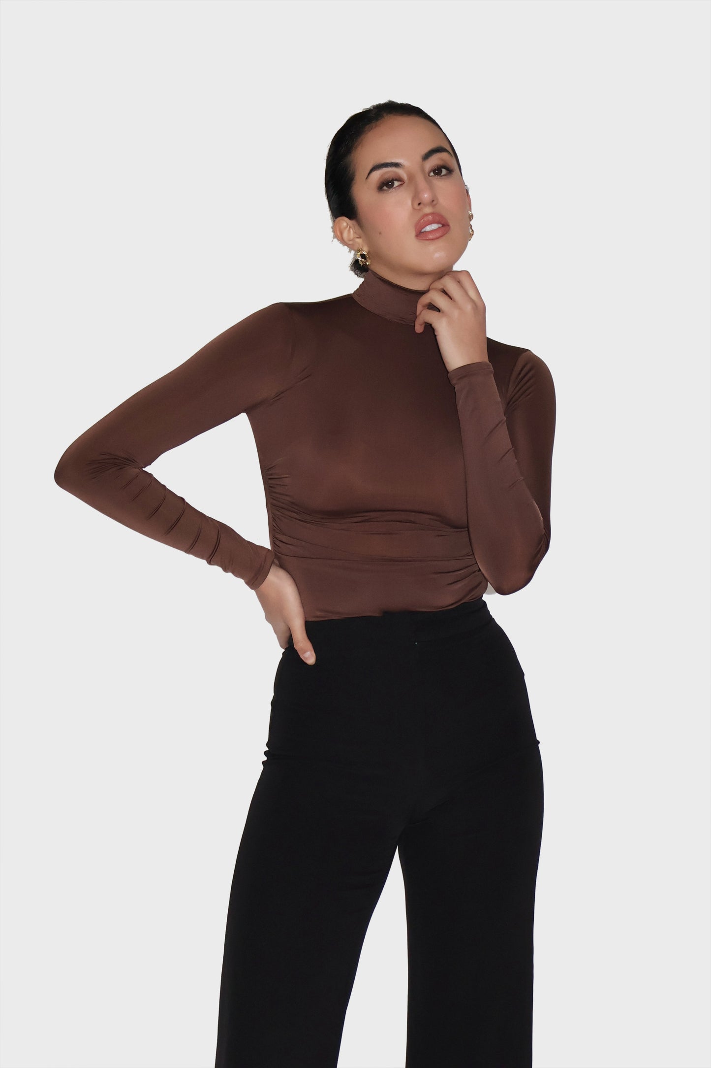 Brown Turtleneck Bodysuit - Birch Bodysuit (Coco)