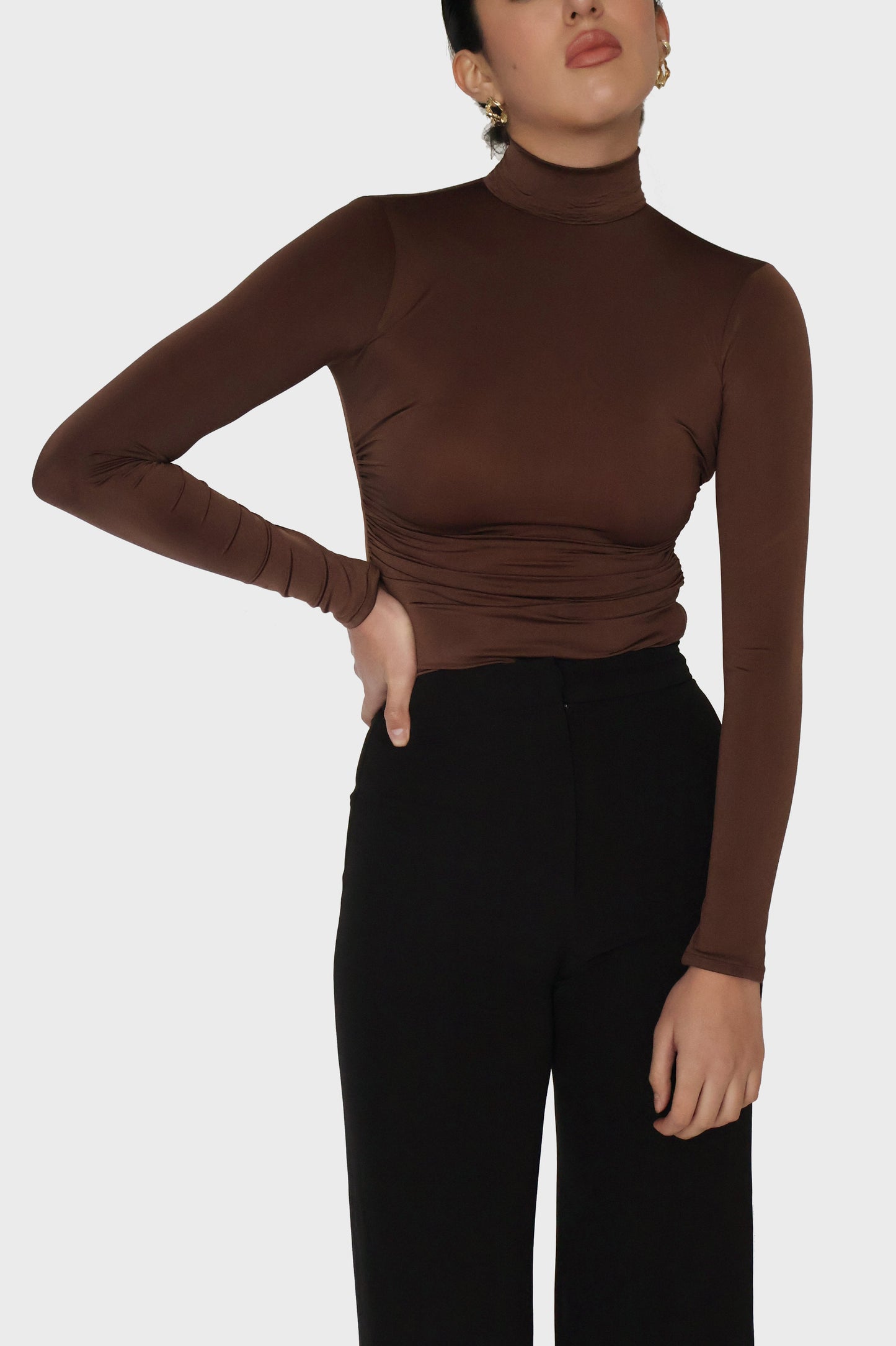 Brown Turtleneck Bodysuit - Birch Bodysuit (Coco)