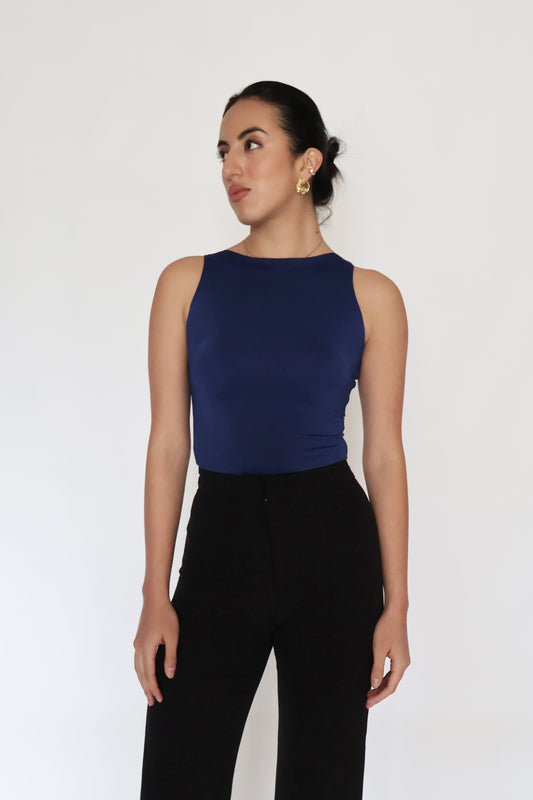 Blue Boat Neck Bodysuit - Fern Bodysuit (Navy)