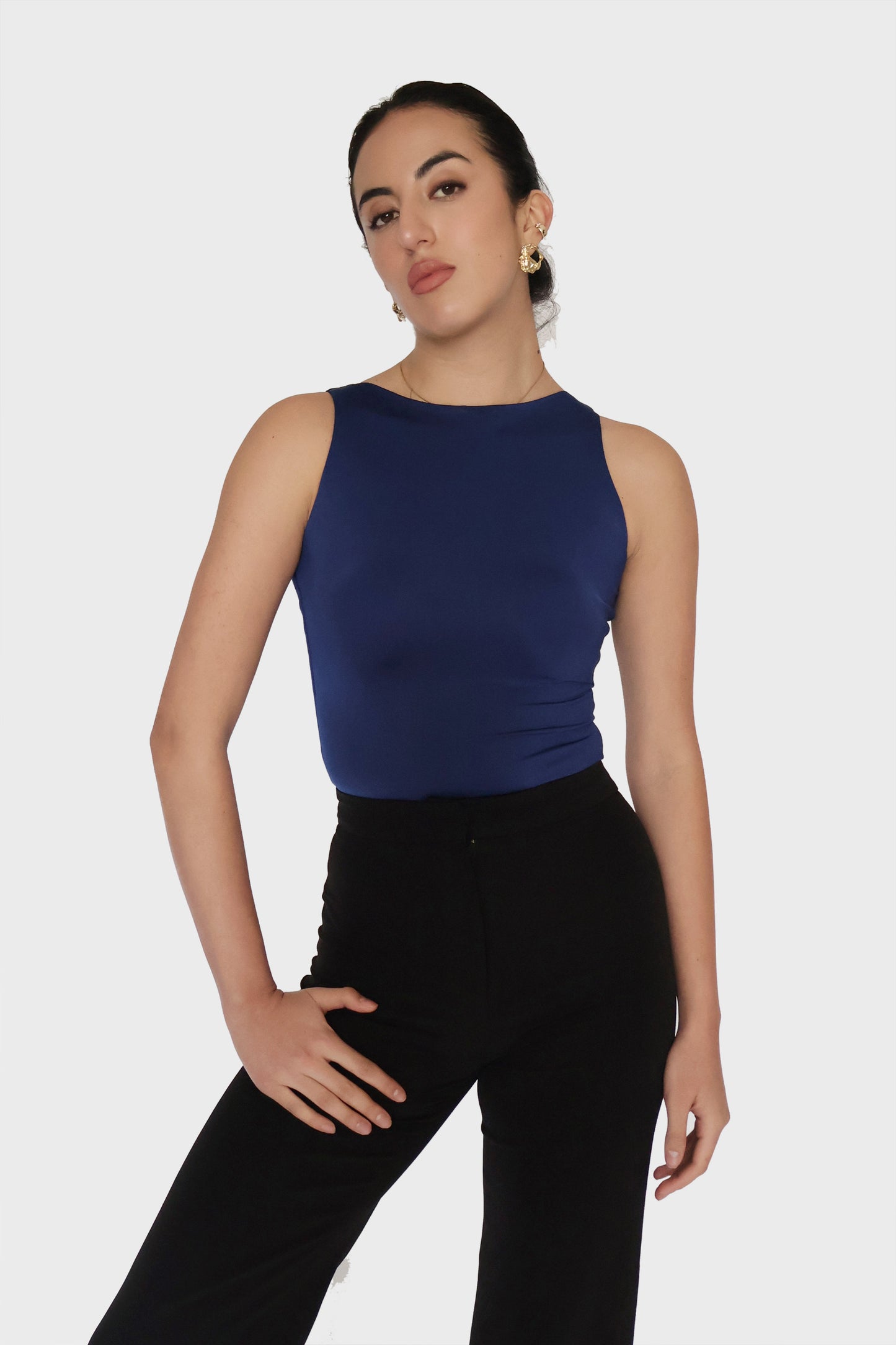 Blue Boat Neck Bodysuit - Fern Bodysuit (Navy)