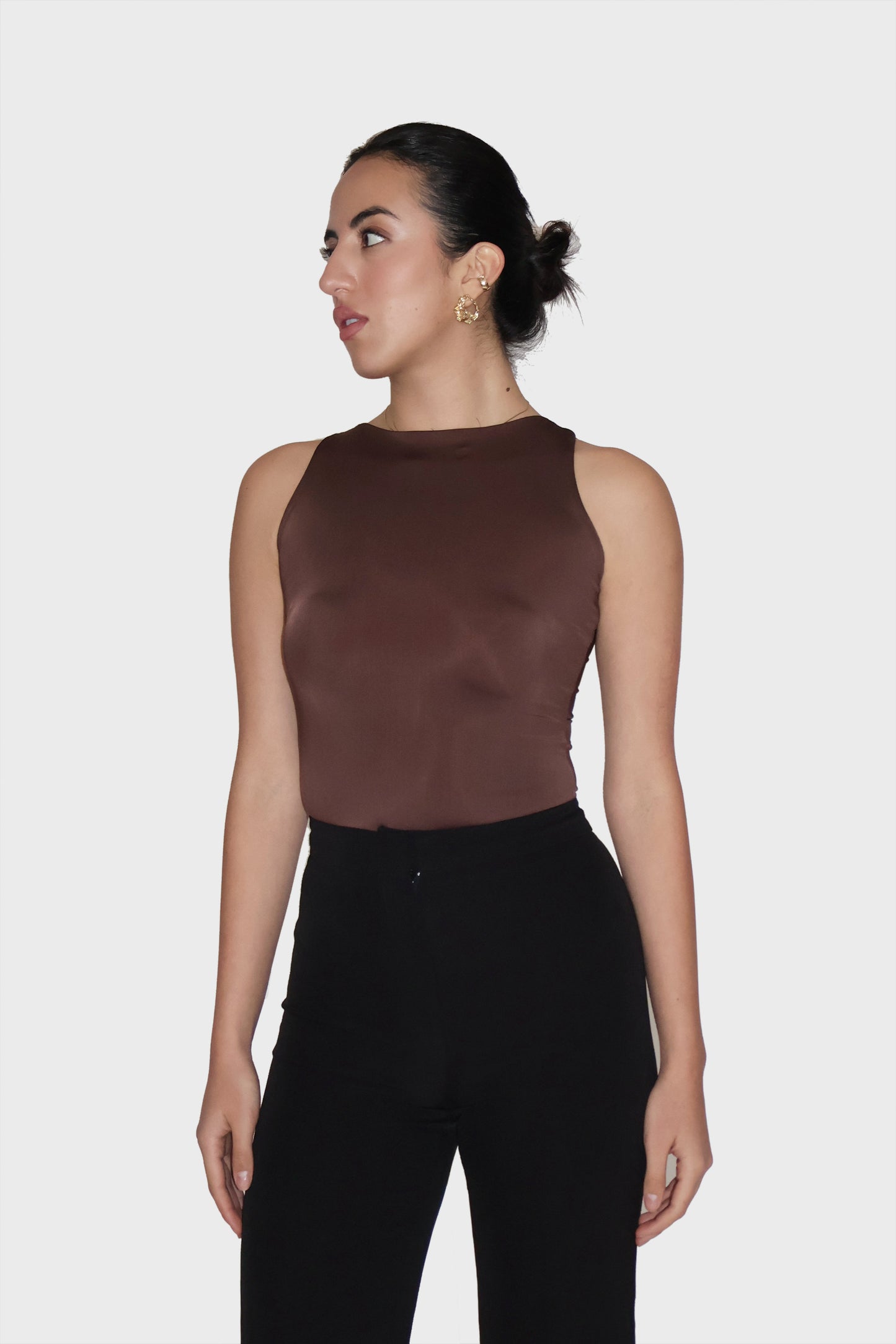 Brown Boat Neck Bodysuit - Fern Bodysuit (Coco)