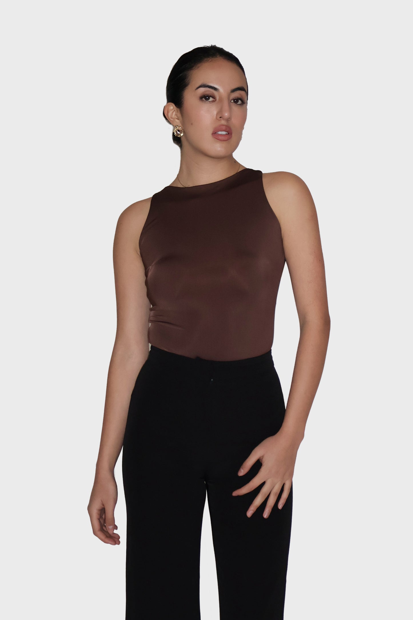 Brown Boat Neck Bodysuit - Fern Bodysuit (Coco)
