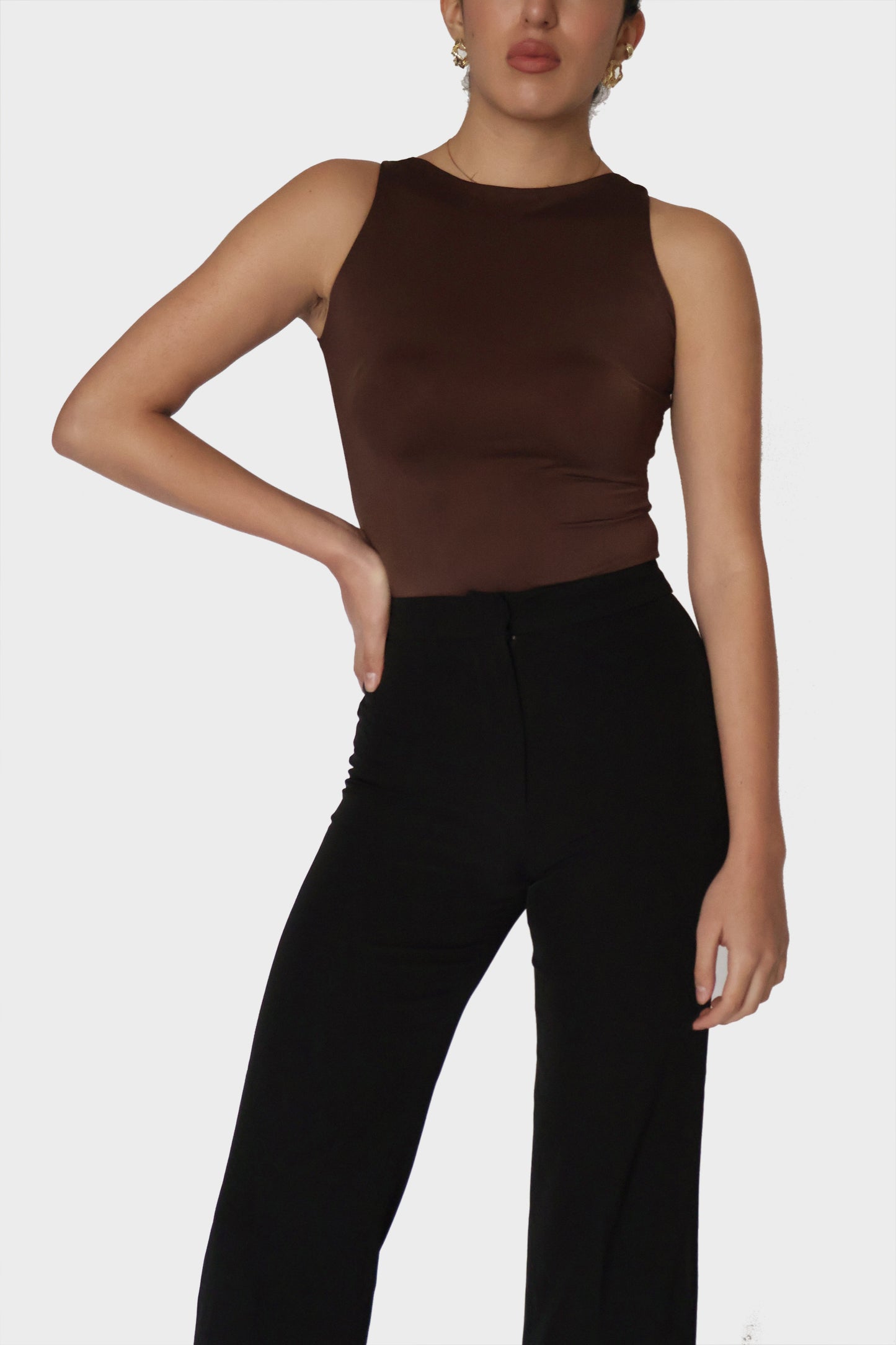 Brown Boat Neck Bodysuit - Fern Bodysuit (Coco)
