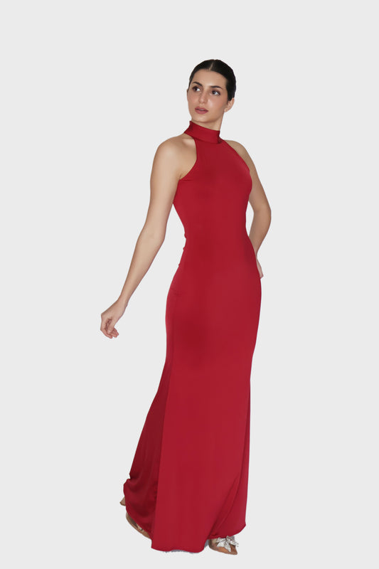 Red Halter Neck Maxi Dress - Ether Dress (Cherry)