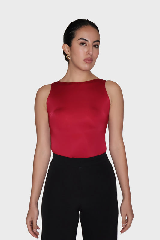 Red Boat Neck Bodysuit - Fern Bodysuit (Cherry)