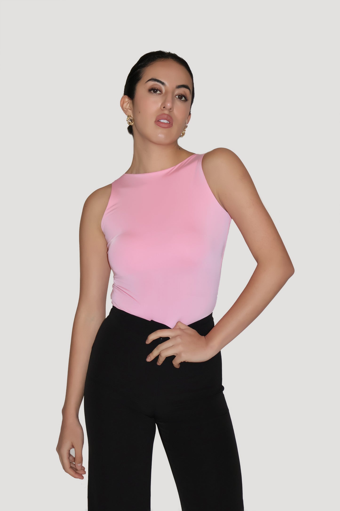 Pink Boat Neck Bodysuit - Fern Bodysuit (Flamingo)