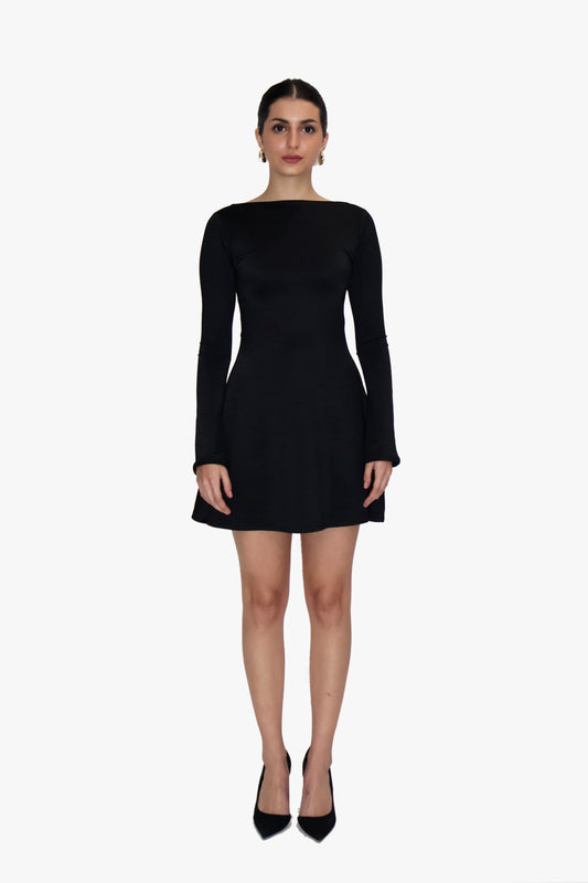 Black Short Flare Dress - Blair Dress (Onyx)