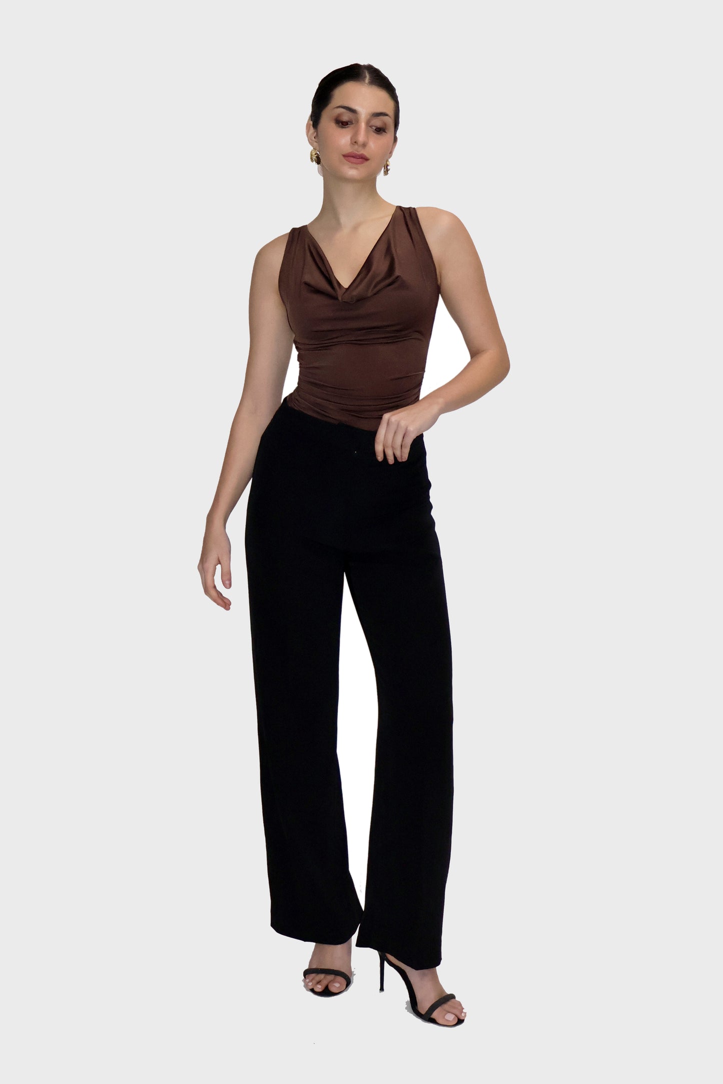 Brown Cowl Neck Bodysuit - Prism Bodysuit (Coco)