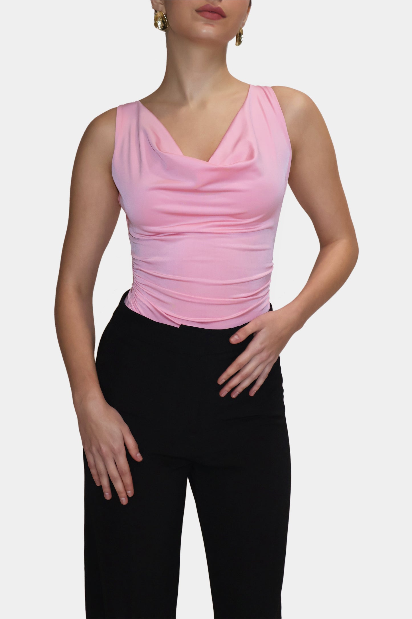 Pink Cowl Neck Bodysuit - Prism Bodysuit (Flamingo)
