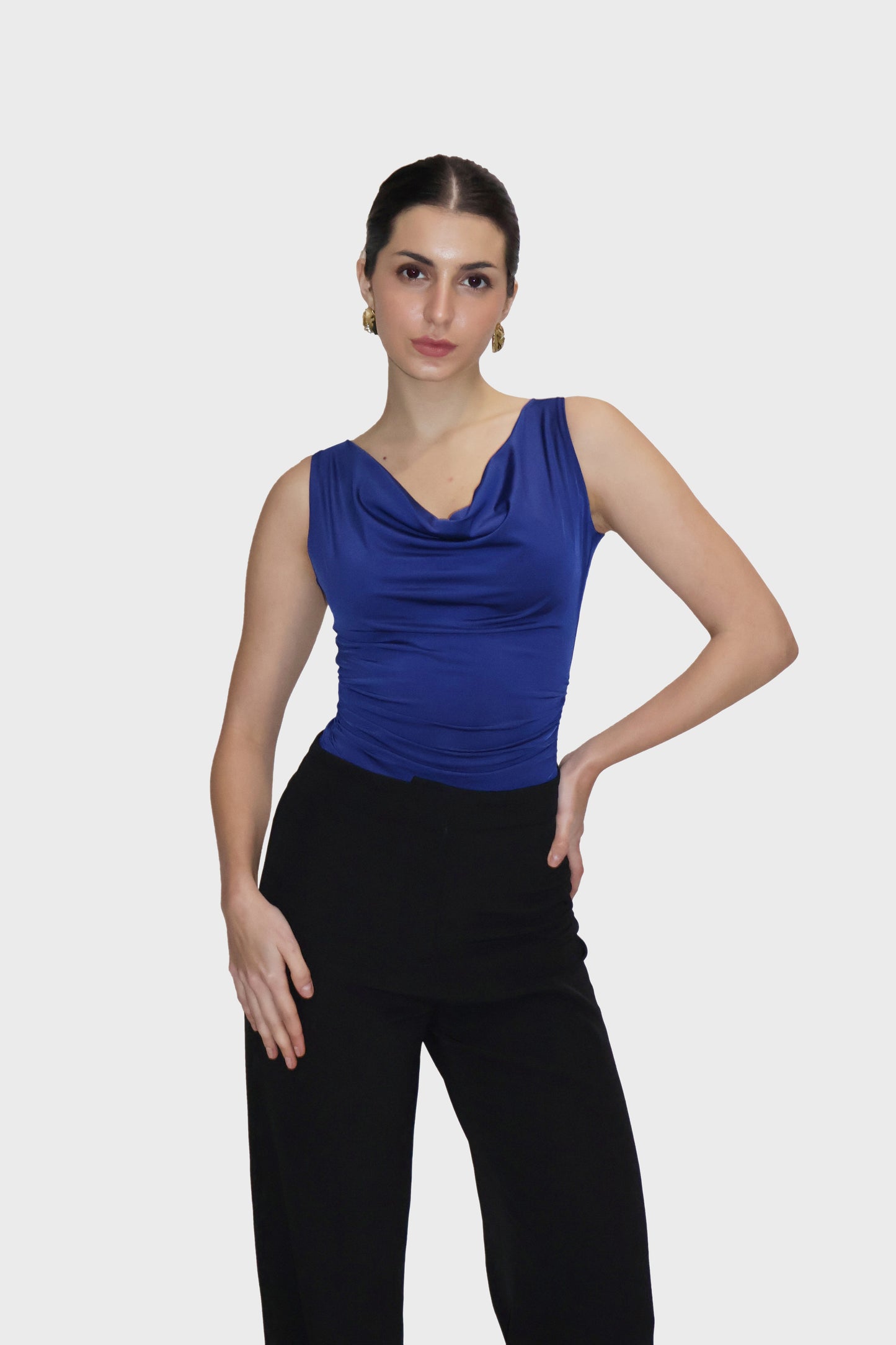Blue Cowl Neck Bodysuit - Prism Bodysuit (Navy)
