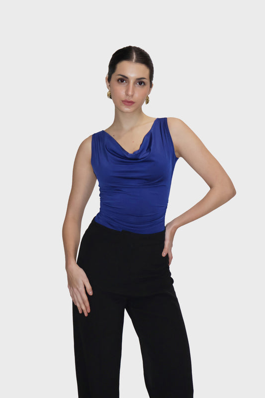 Blue Cowl Neck Bodysuit - Prism Bodysuit (Navy)