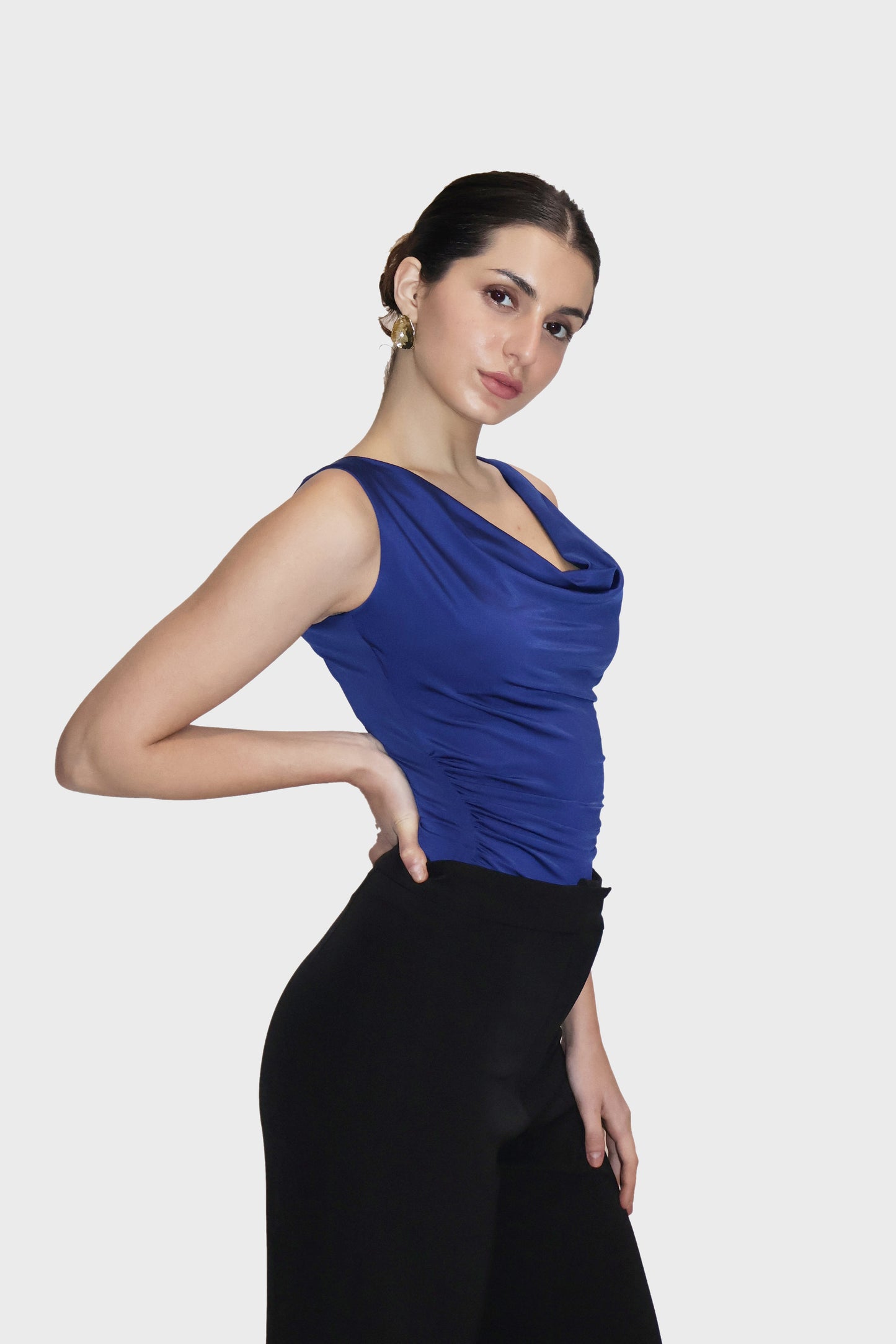 Blue Cowl Neck Bodysuit - Prism Bodysuit (Navy)