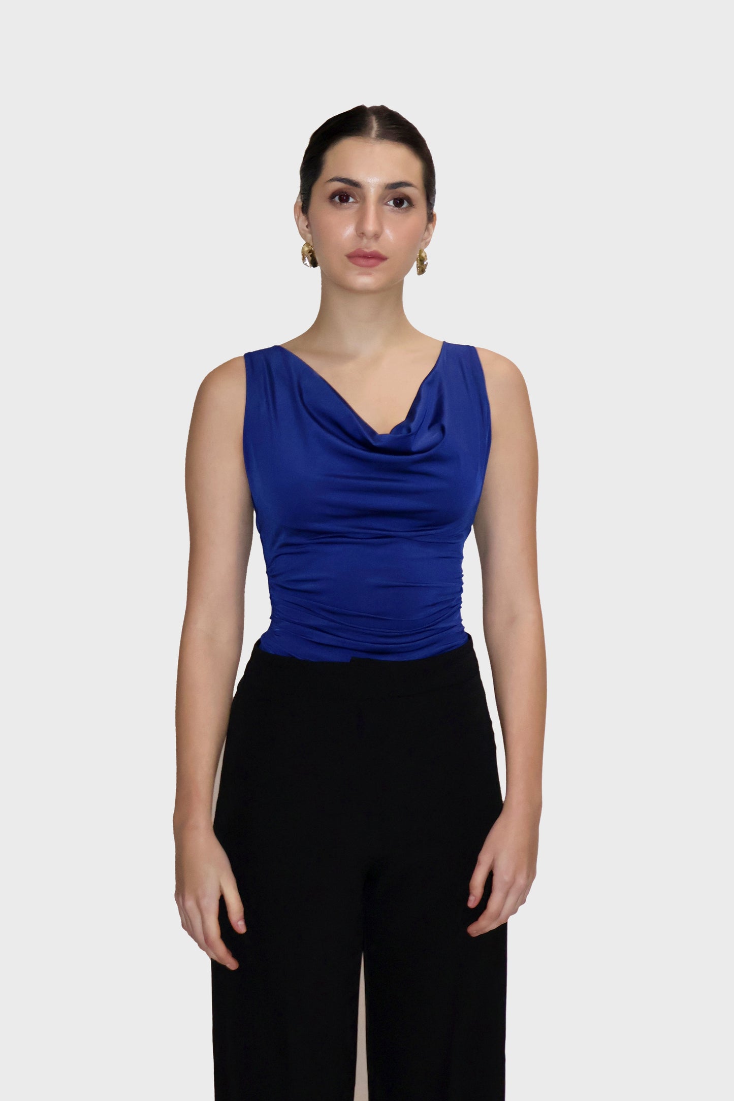 Blue Cowl Neck Bodysuit - Prism Bodysuit (Navy)
