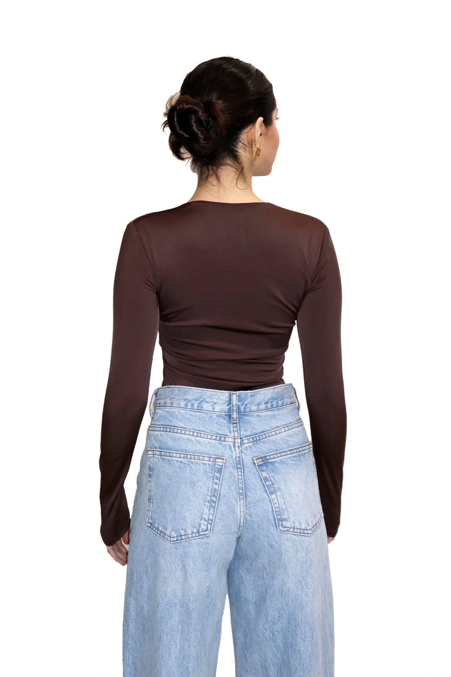 Brown Square Neck Full Sleeve Top - Sway Top (Coco)