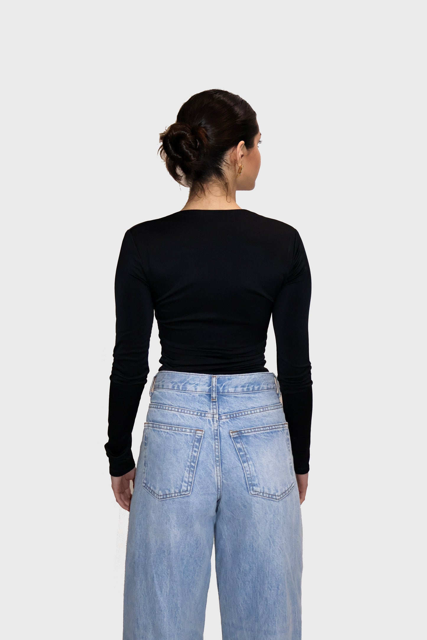 Black Square Neck Full Sleeve Top - Sway Top (Onyx)