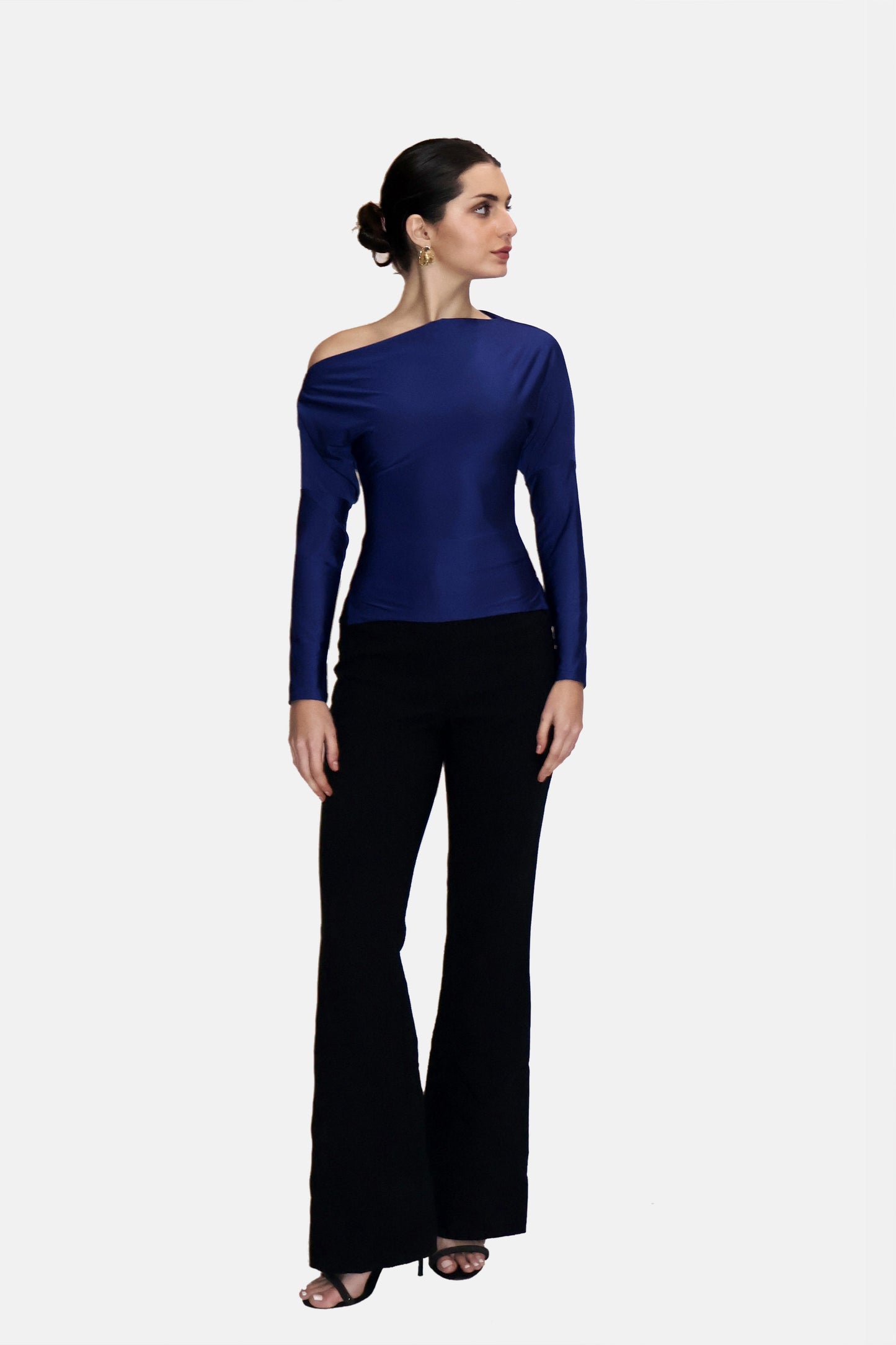 Blue One-Shoulder Full Sleeve Top - Oak Top (Navy)