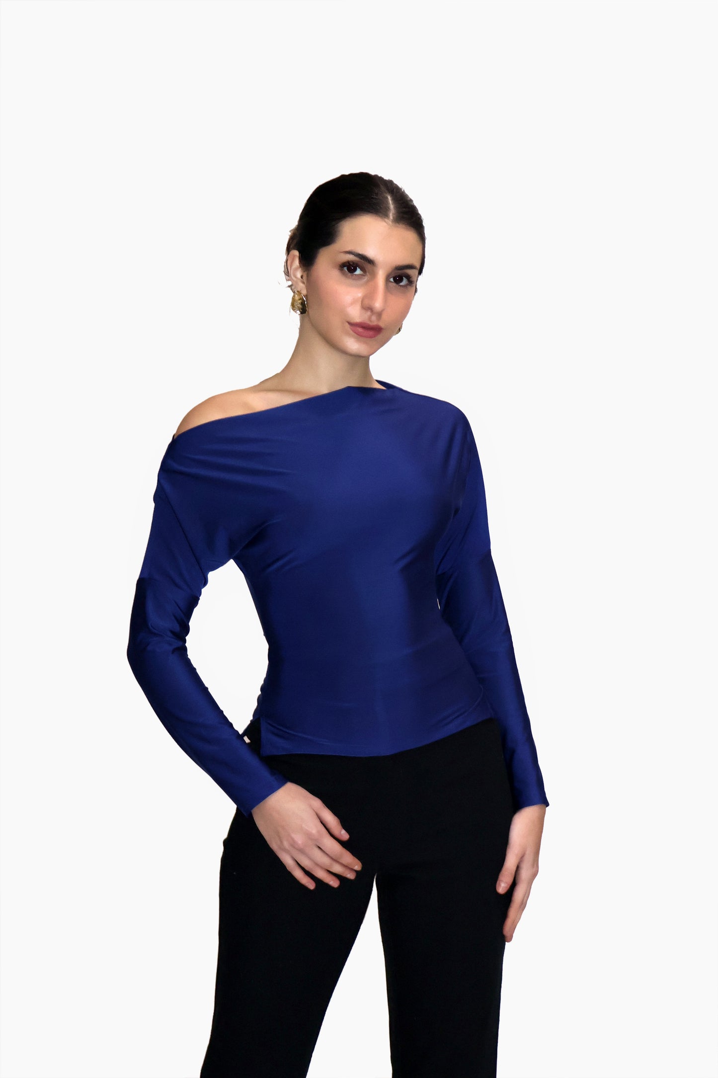 Blue One-Shoulder Full Sleeve Top - Oak Top (Navy)