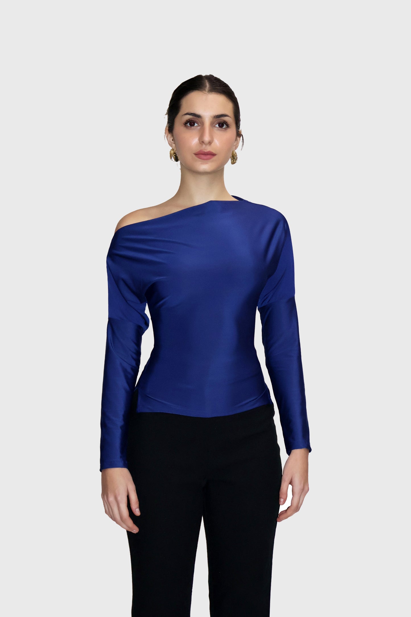 Blue One-Shoulder Full Sleeve Top - Oak Top (Navy)
