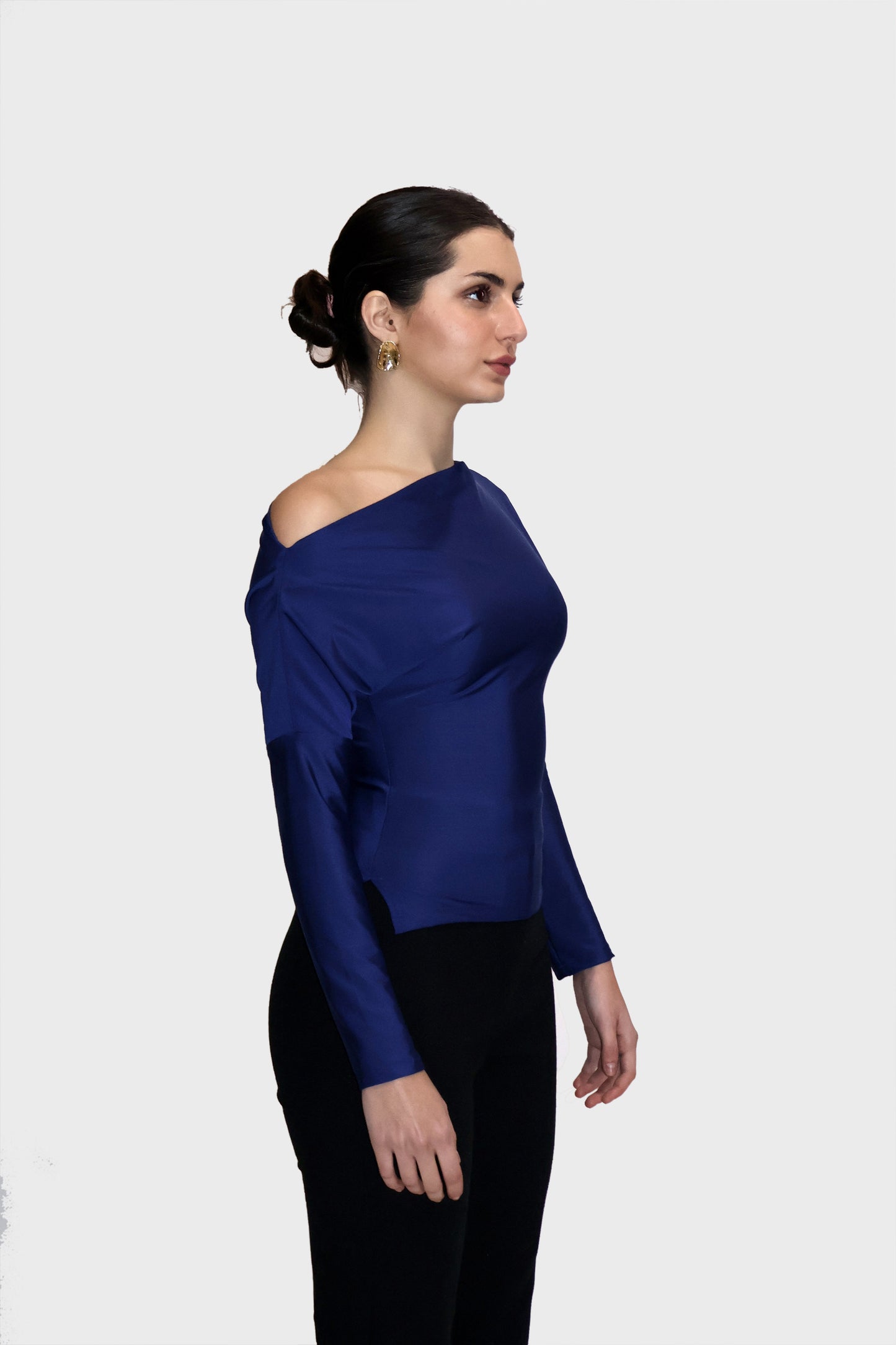 Blue One-Shoulder Full Sleeve Top - Oak Top (Navy)