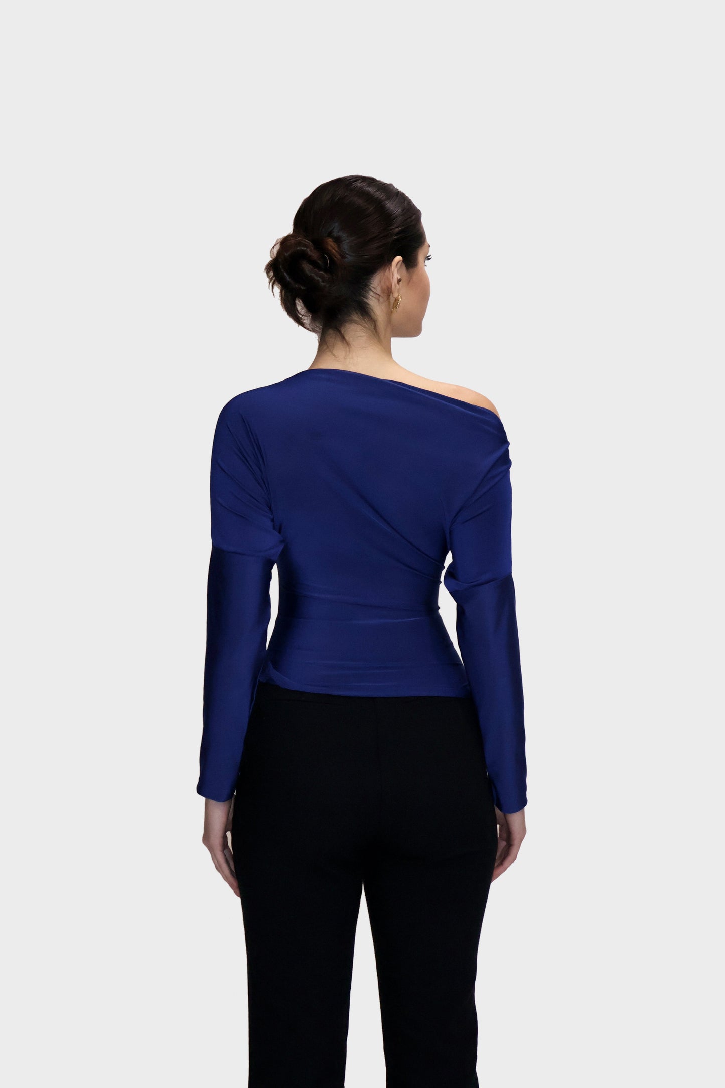 Blue One-Shoulder Full Sleeve Top - Oak Top (Navy)