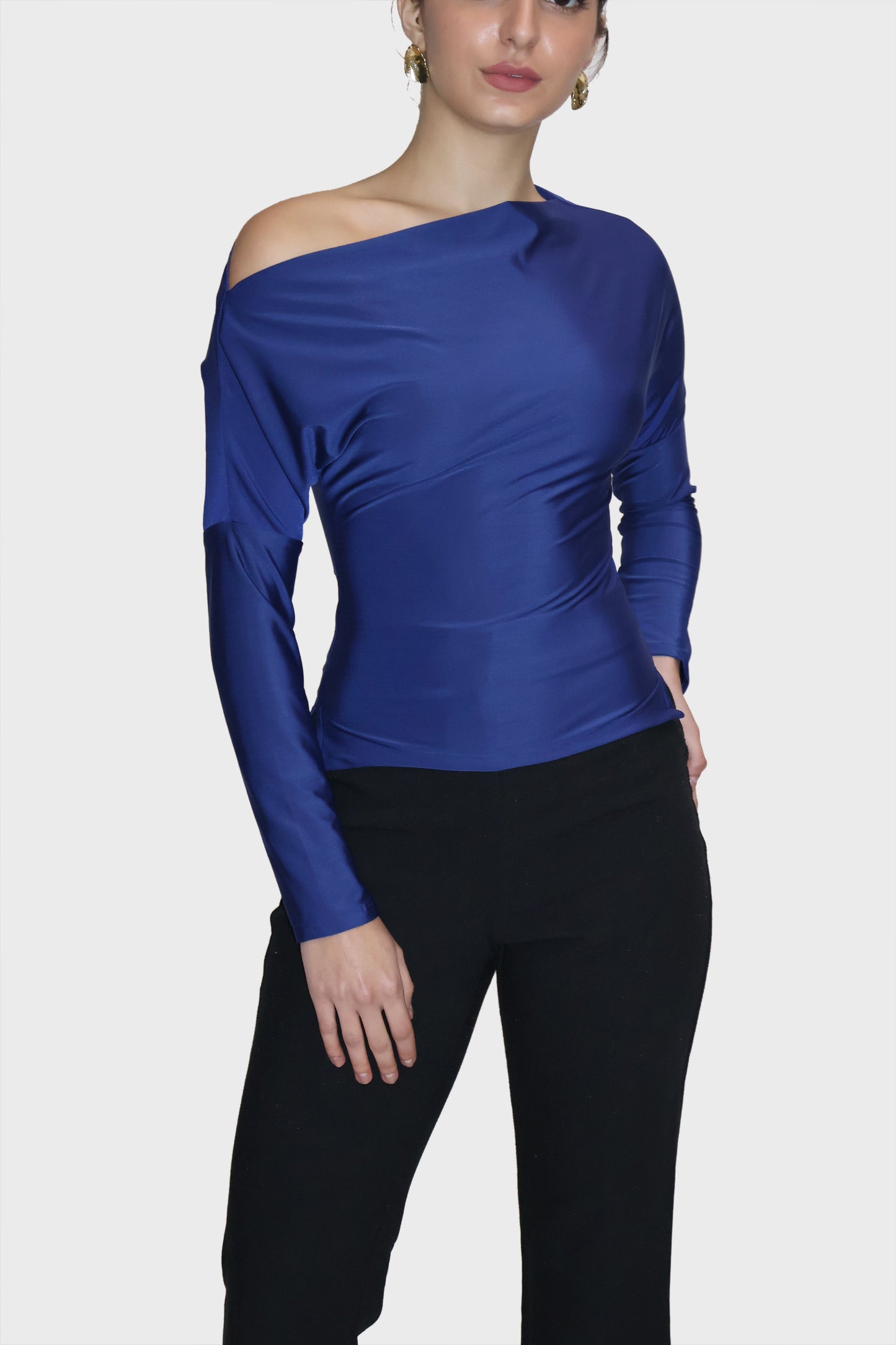 Blue One-Shoulder Full Sleeve Top - Oak Top (Navy)