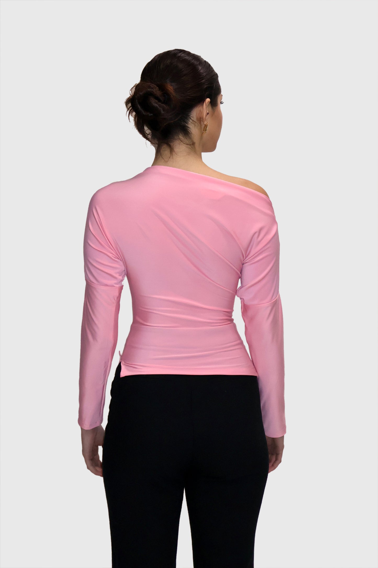 Pink One-Shoulder Full Sleeve Top - Oak Top (Flamingo)