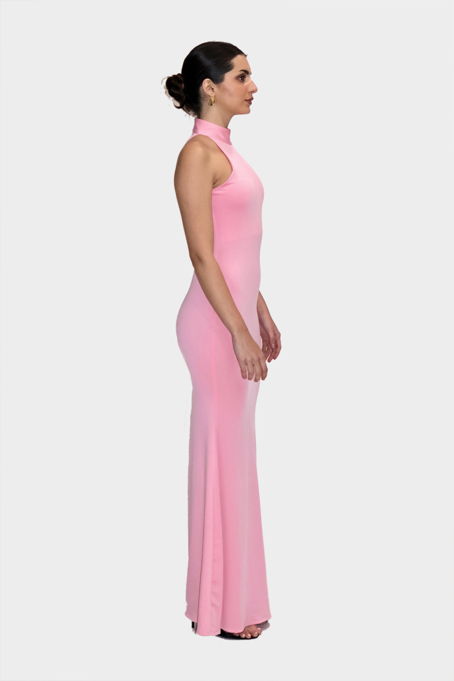 Pink Long Halter Neck Maxi Dress - Ether Dress (Flamingo)