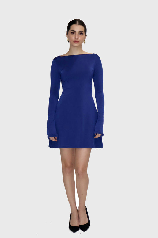 Blue  Short Flare Dress - Blair Dress (Navy)