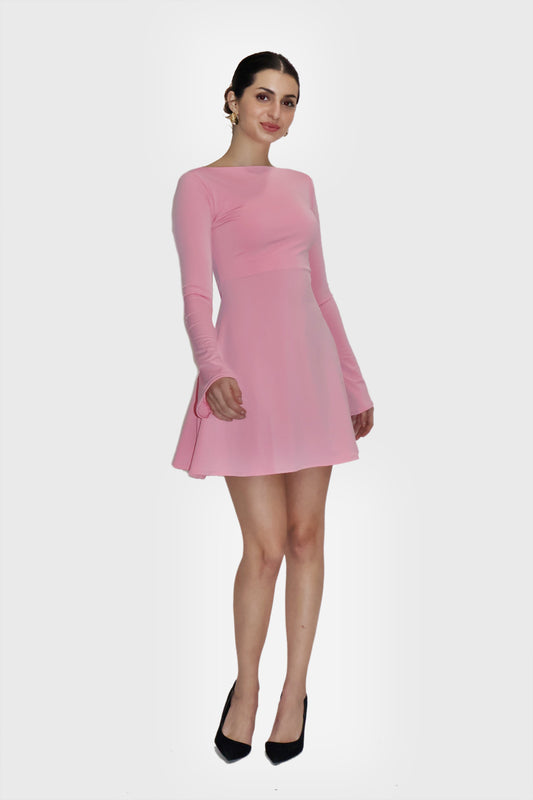 Pink  Short Flare  Dress - Blair Dress (Flamingo)