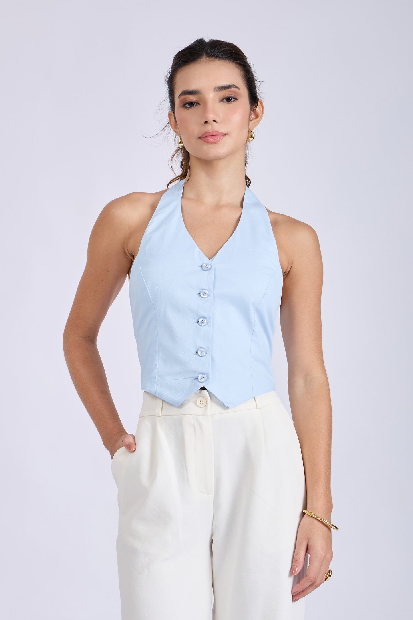 Sky Halterneck Waistcoat – ELAN