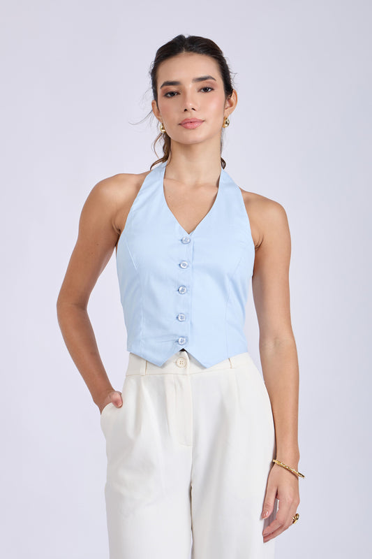 Sky Halterneck Waistcoat – ELAN