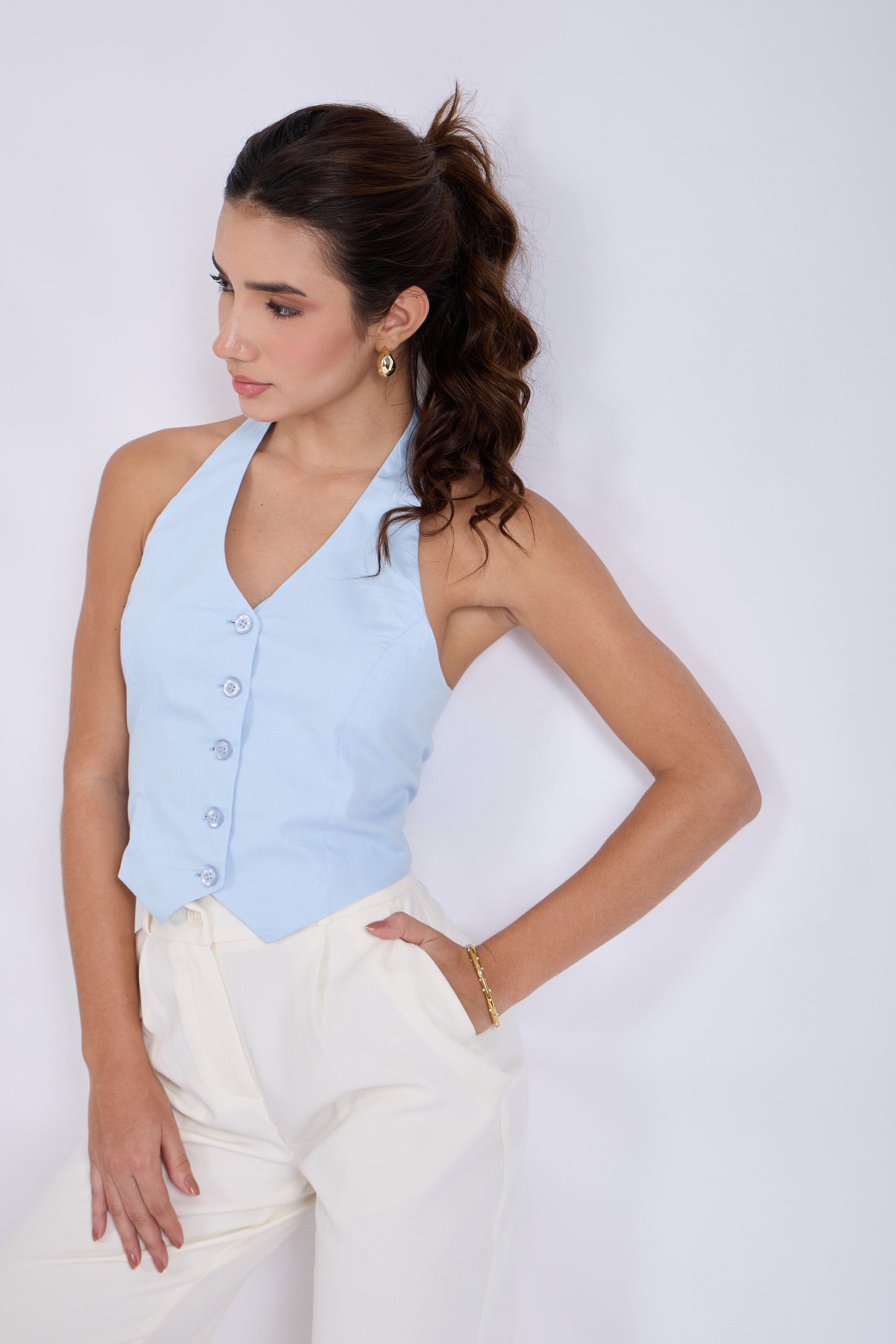 Sky Halterneck Waistcoat – ELAN