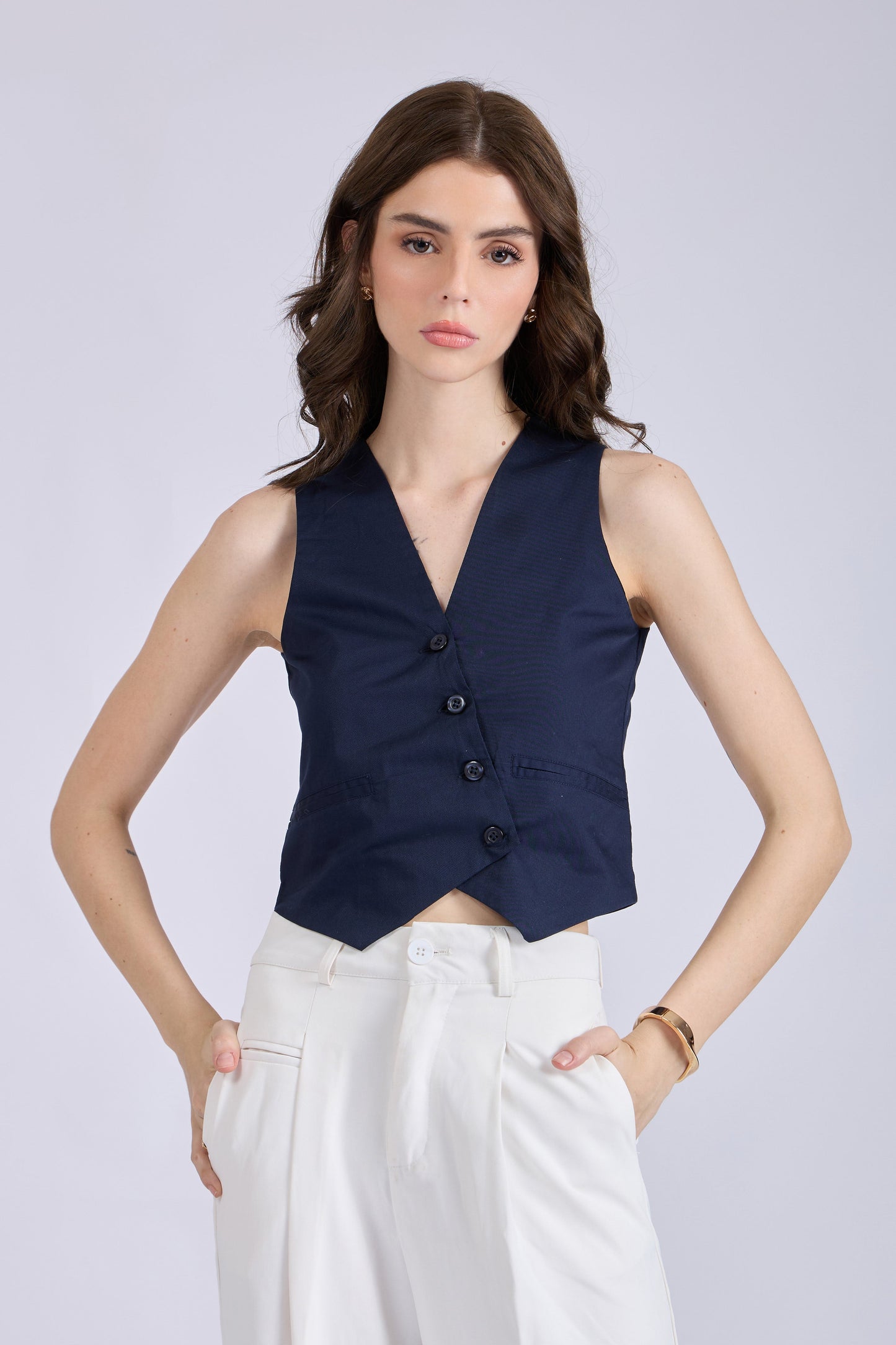 Navy Asymmetrical Waistcoat – CLAY