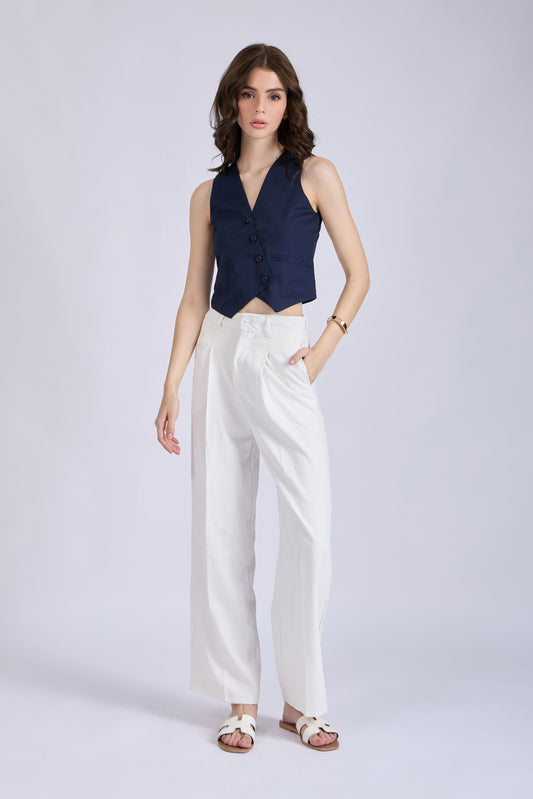 Navy Asymmetrical Waistcoat – CLAY
