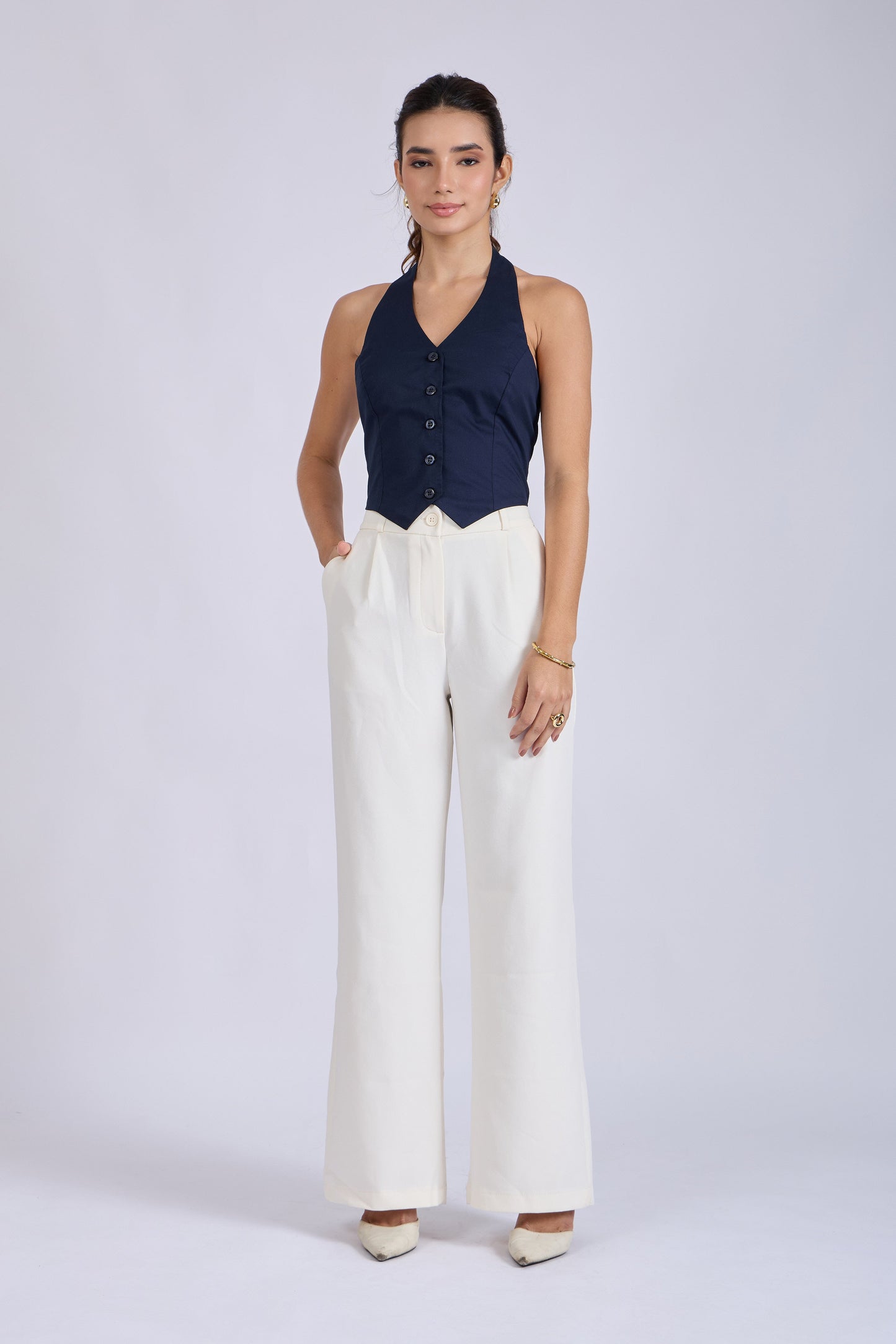 Navy Halterneck Waistcoat – ELAN
