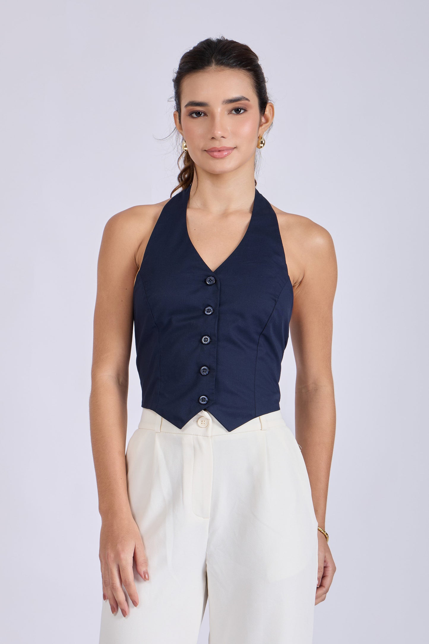 Navy Halterneck Waistcoat – ELAN