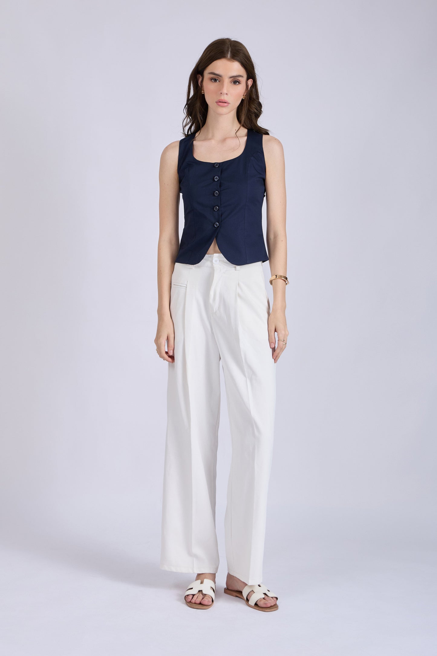 Navy Square Neck Waistcoat – ASTER