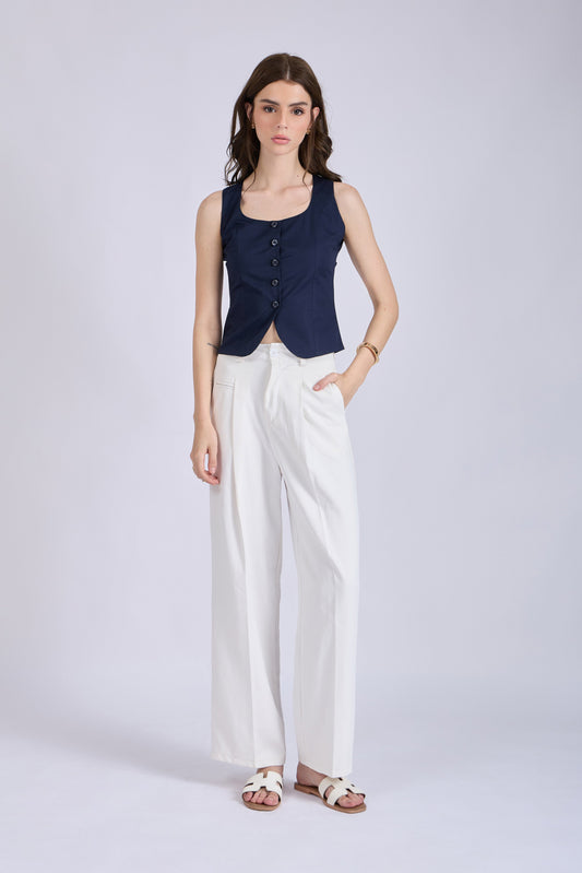 Navy Square Neck Waistcoat – ASTER