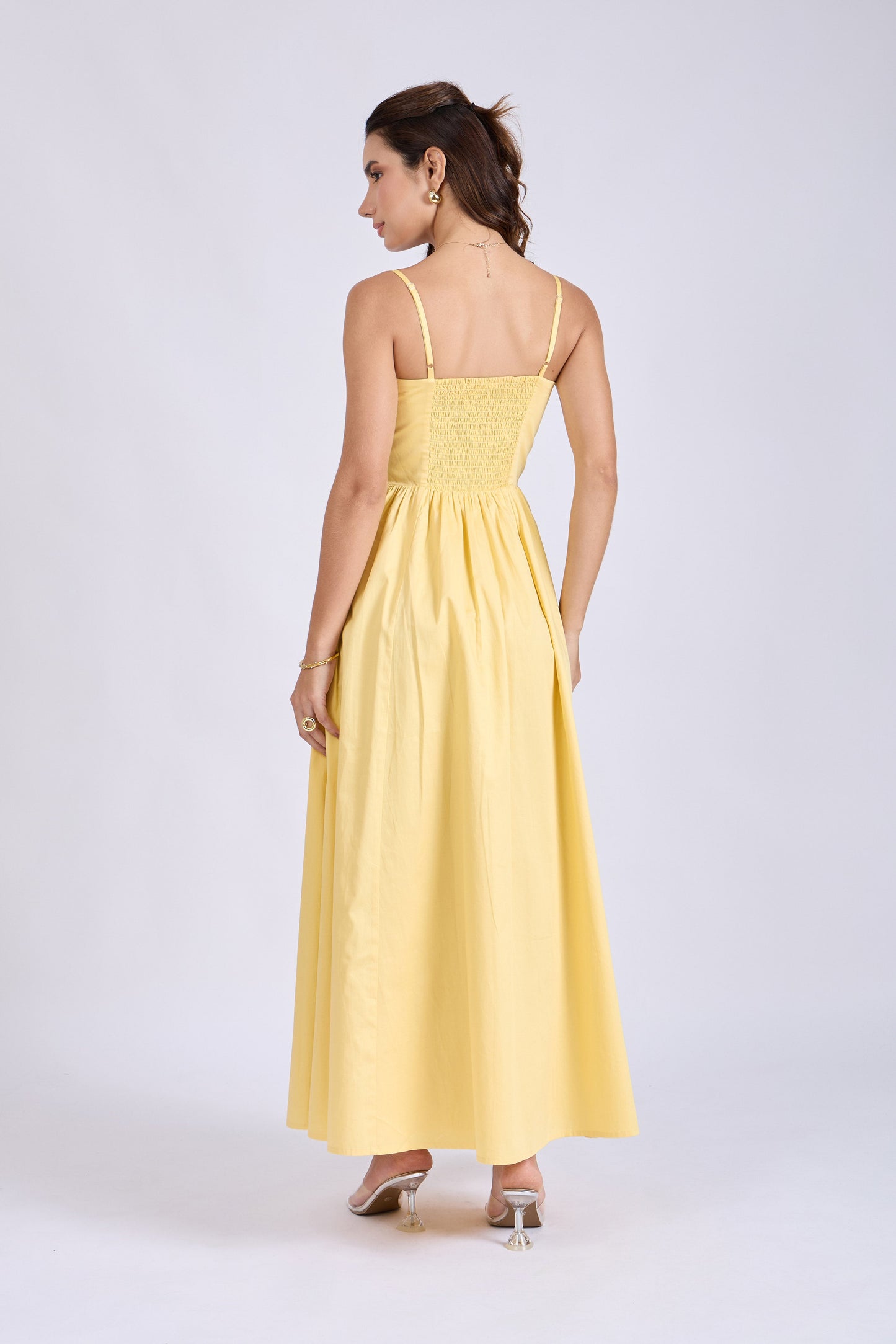 Butter Yellow Strappy Flare Dress – ZIA
