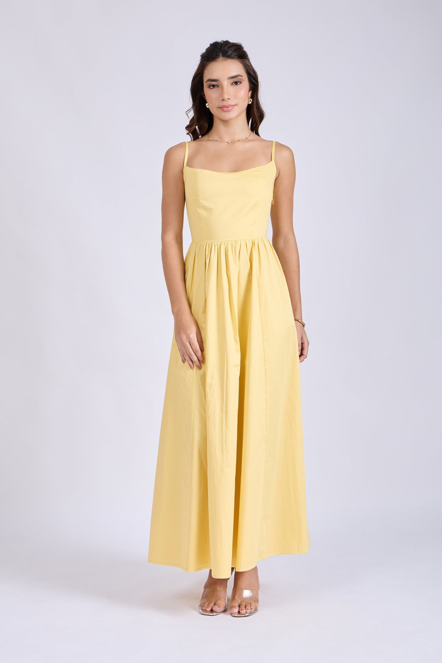 Butter Yellow Strappy Flare Dress – ZIA