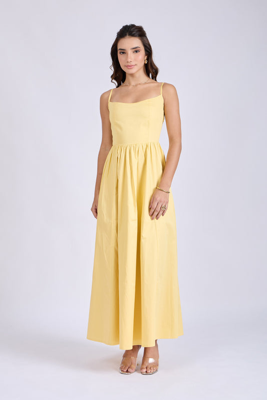 Butter Yellow Strappy Flare Dress – ZIA