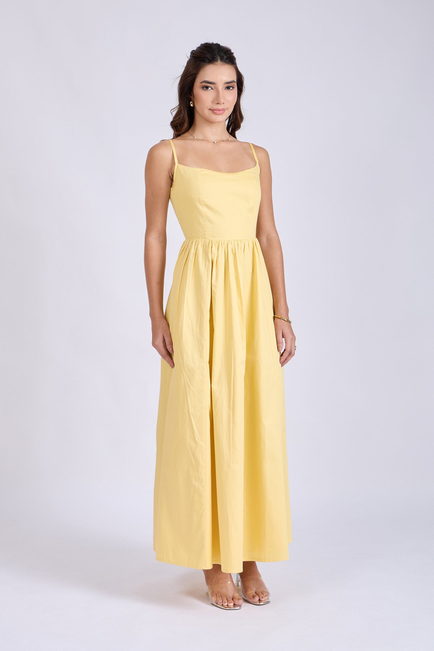 Butter Yellow Strappy Flare Dress – ZIA