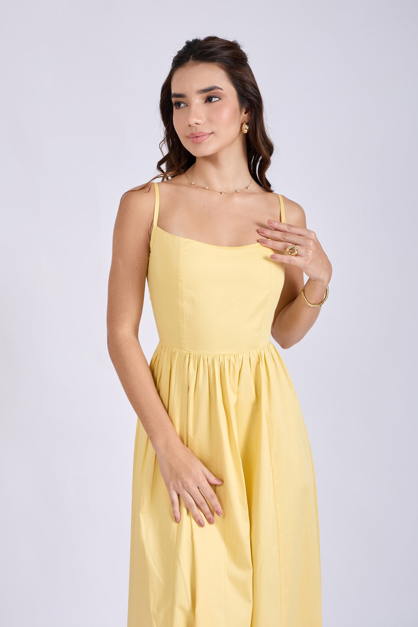 Butter Yellow Strappy Flare Dress – ZIA