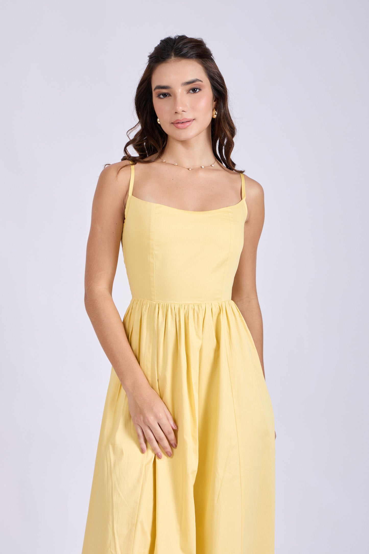 Butter Yellow Strappy Flare Dress – ZIA