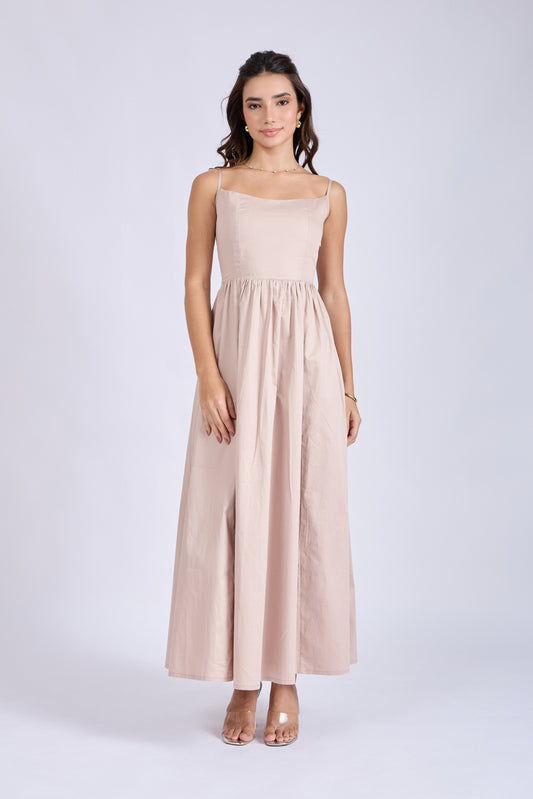 Sand Strappy Flare Dress – ZIA