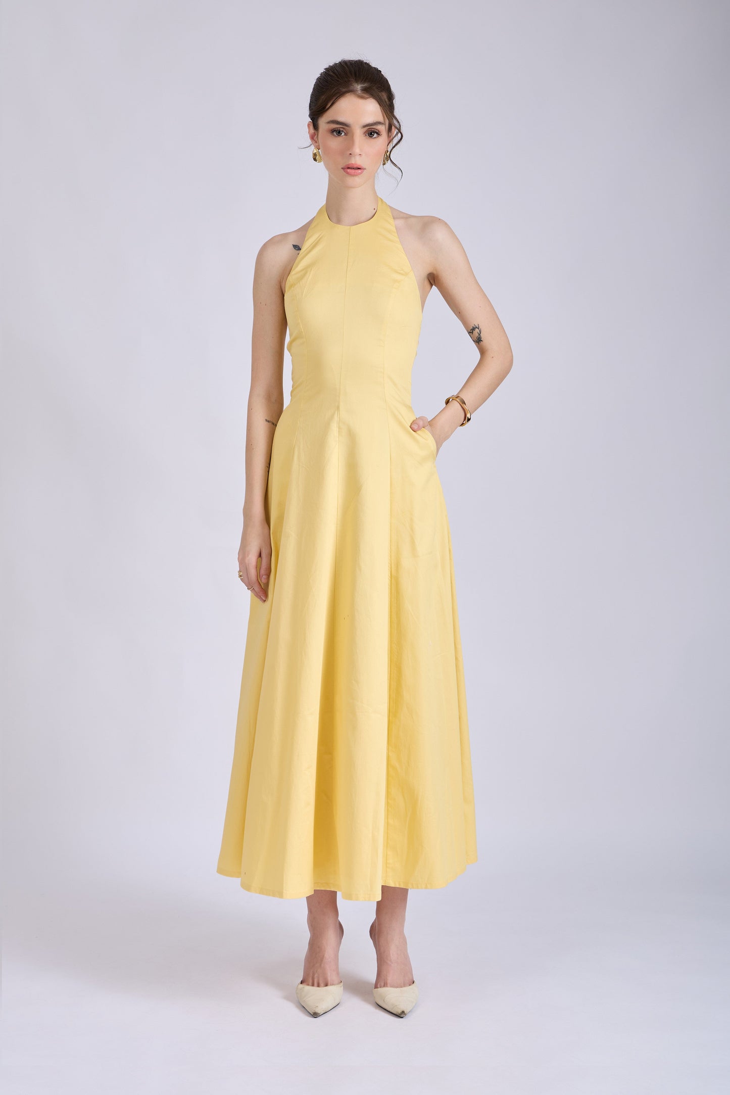 Butter Yellow Halter Neck Dress – LILY